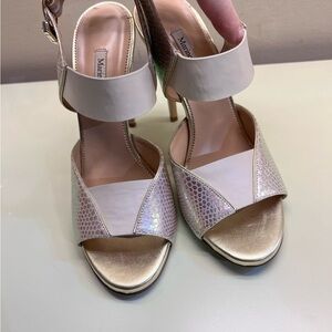 Marino Fabiani MADE IN ITALY LEATHER  Women's Gold and Cream Heels